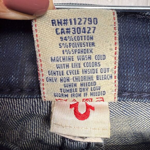 True Religion Jeans Mens 44x35 Ricky Blue Denim Made in USA Y2K *Flawed VTG - Picture 5 of 13